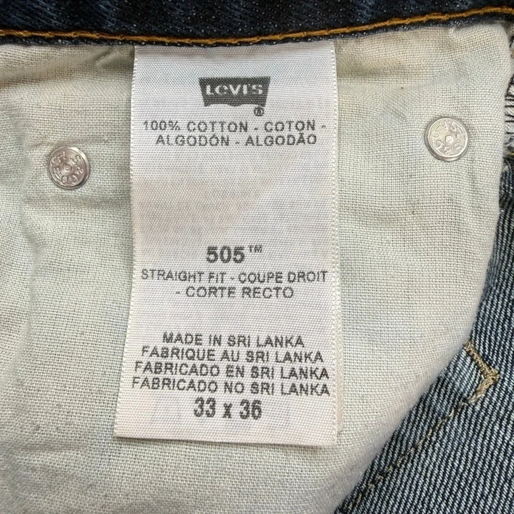 Levis 505 Straight Fit Jeans Men 33x36 (Fit 34x31) Blue Denim Workwear Classic